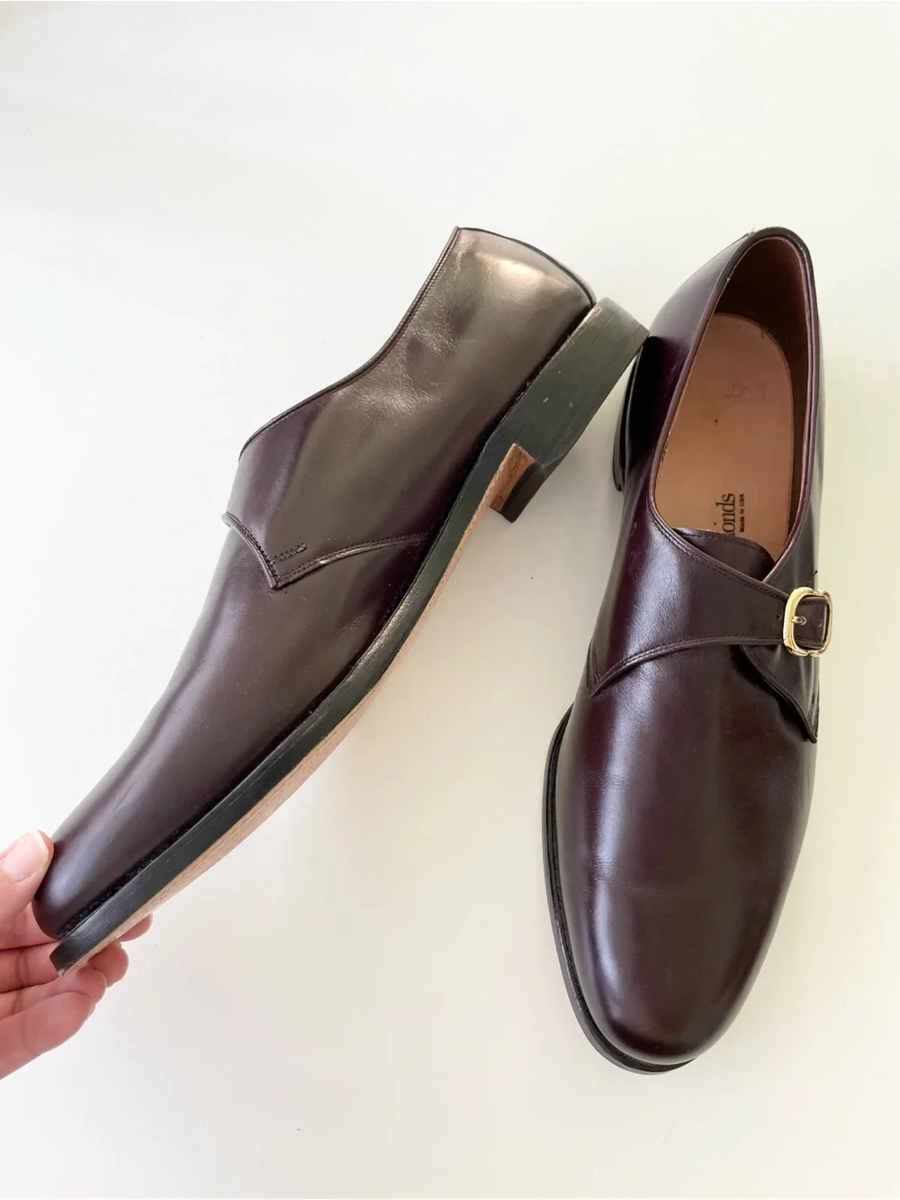 Allen Edmonds Monk Strap Burgundy Red Leather Dress Shoes sz 13 B